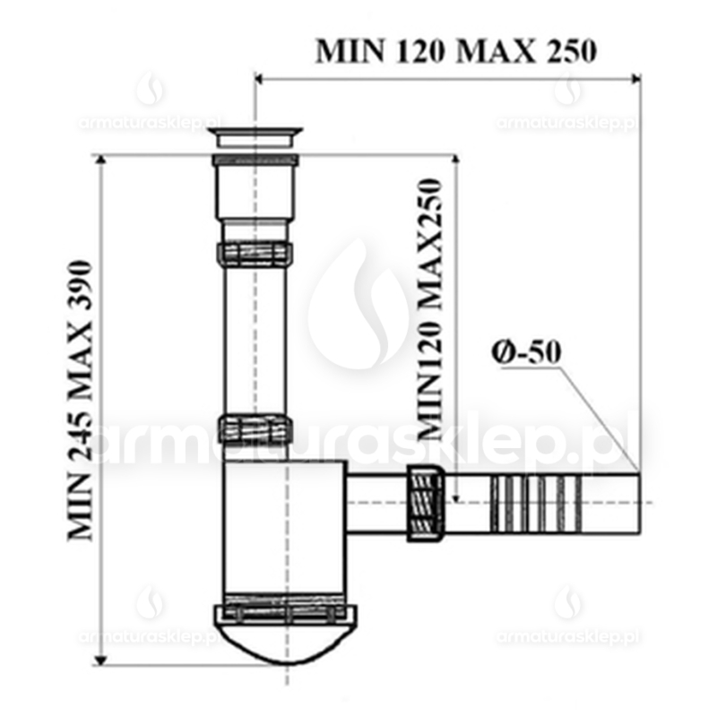 SYFON zlewu fi 50 zlewozmywaka 1-kom sitko 50 mm plastikowe