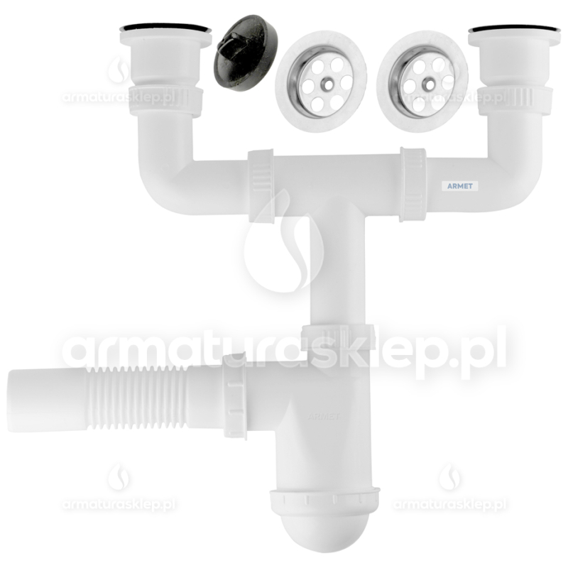 SYFON zlewu fi 50 zlewozmywaka 2-kom sitko 50 mm metalowe