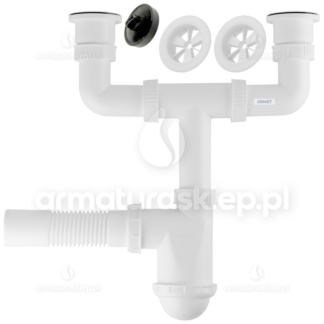 SYFON zlewu fi 50 zlewozmywaka 2-kom sitko 50 mm plastikowe