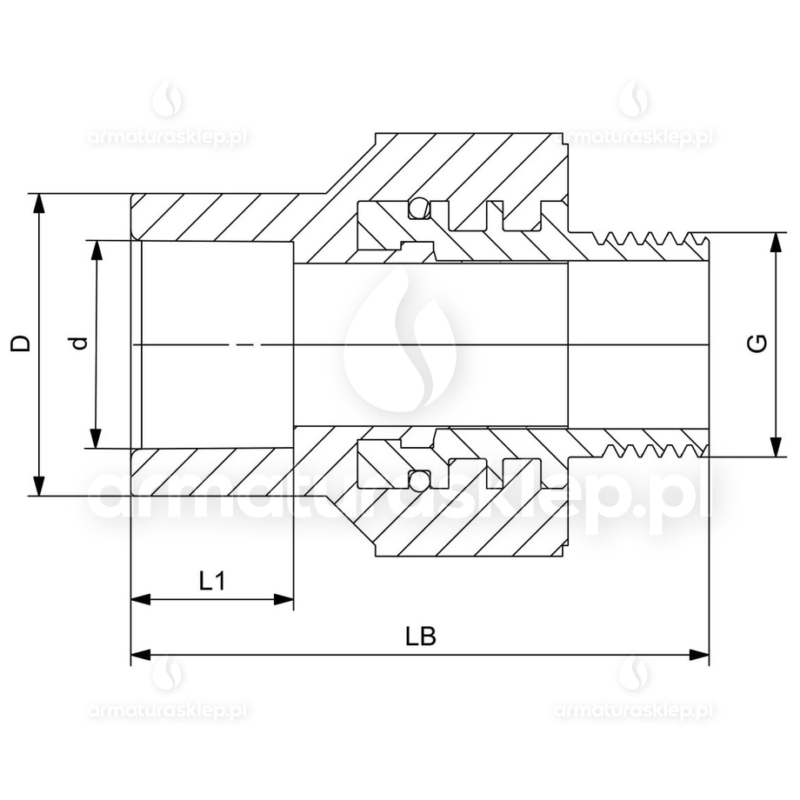 ZŁĄCZKA PP-R zgrzewana prosta fi 25 x 3/4 GZ przejście