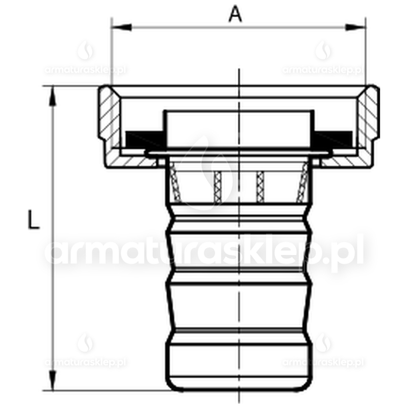 KOŃCÓWKA zaworu kranu czerpalnego 1/2" (GW 3/4") spust wylewka na wąż 14mm