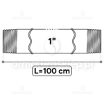 KRÓCIEC stalowy, ocynkowany, gwint dwustronny 1" 100 cm sztucer