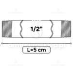KRÓCIEC stalowy, ocynkowany, gwint dwustronny 1/2" 5 cm sztucer