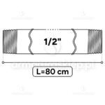 KRÓCIEC stalowy, ocynkowany, gwint dwustronny 1/2" 80 cm sztucer