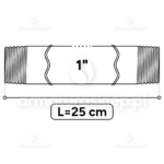 KRÓCIEC stalowy, ocynkowany, gwint dwustronny 1" 25 cm sztucer