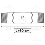 KRÓCIEC stalowy, ocynkowany, gwint dwustronny 1" 60 cm sztucer