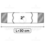 KRÓCIEC stalowy, ocynkowany, gwint dwustronny 2" 30 cm sztucer