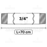 KRÓCIEC stalowy, ocynkowany, gwint dwustronny 3/4" 70 cm sztucer