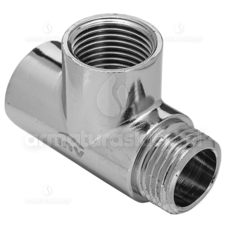 TRÓJNIK mosiężny CHROM do grzejnika, grzałki 1/2"