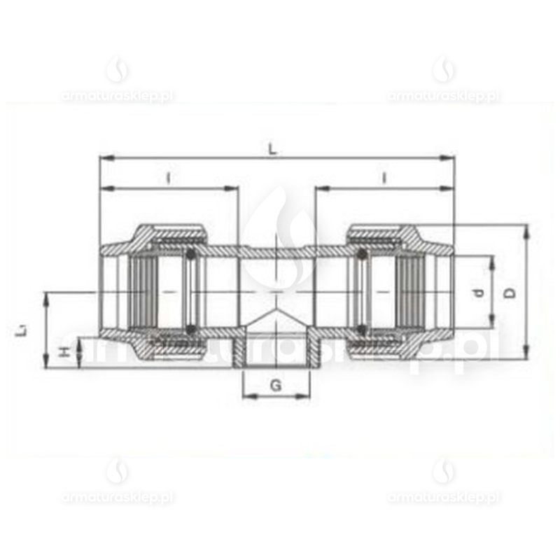 TRÓJNIK PE skręcany GW 25 x 3/4 x 25