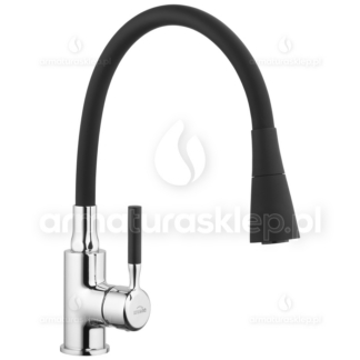 BATERIA kuchenna zlewozmywakowa POGO z CZARNĄ ELASTYCZNĄ WYLEWKĄ
