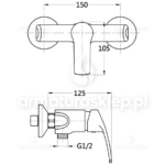 BATERIA natryskowa/prysznicowa ścienna MALTA INVENA