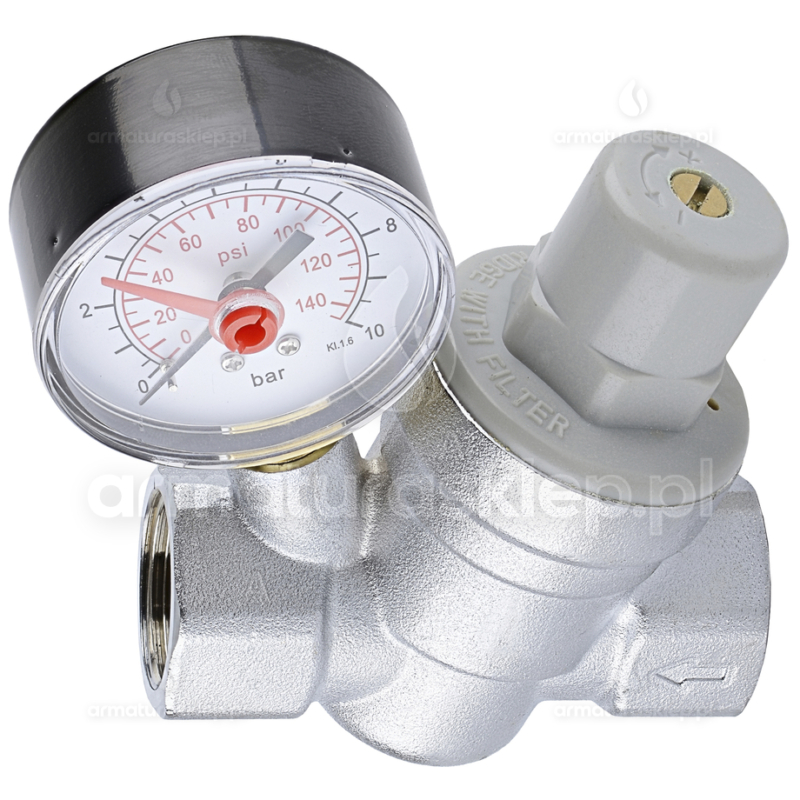 REDUKTOR CIŚNIENIA WODY DN20 3/4" z manometrem 10 bar