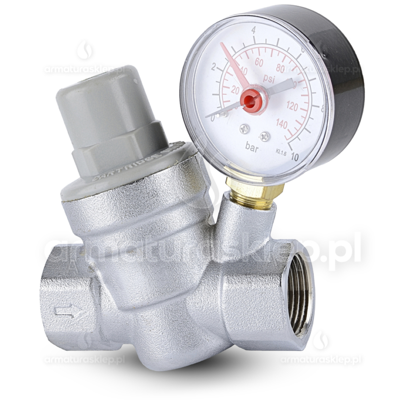 REDUKTOR CIŚNIENIA WODY DN20 3/4" z manometrem 10 bar