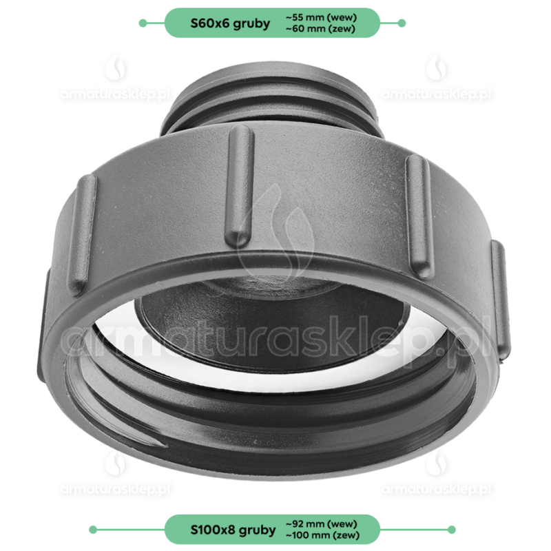 ZŁĄCZE PRZEJŚCIE adapter do mauzera 100x8 GW x S60x6 GZ IBC NAKRĘTKA REDUKCJA