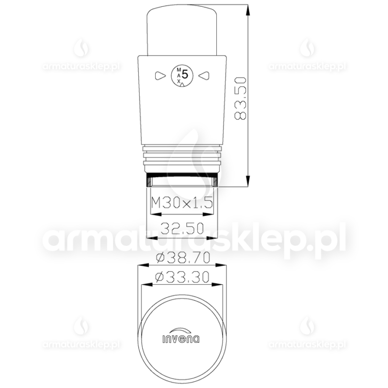 Głowica termostatyczna Invena PROV M30x1,5 CHROM