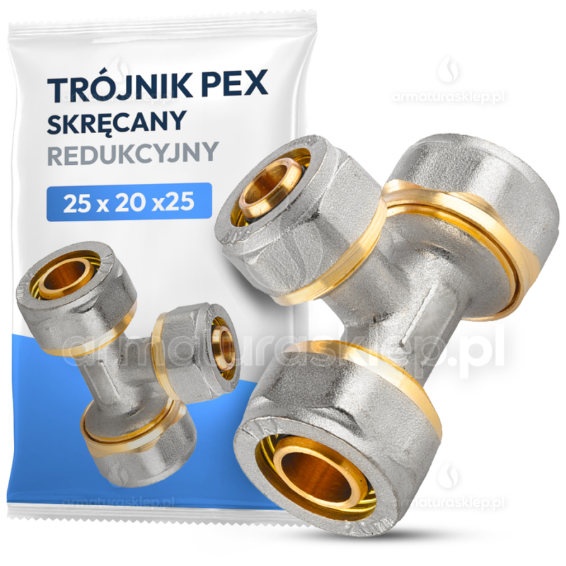 TRÓJNIK PEX skręcany redukcyjny 25x20x25 mm TROJAK ŁĄCZNIK