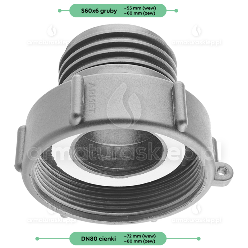 ZŁĄCZE PRZEJŚCIE adapter do mauzera DN80 GW x S60x6 GZ IBC REDUKCJA PRZEJŚCIE