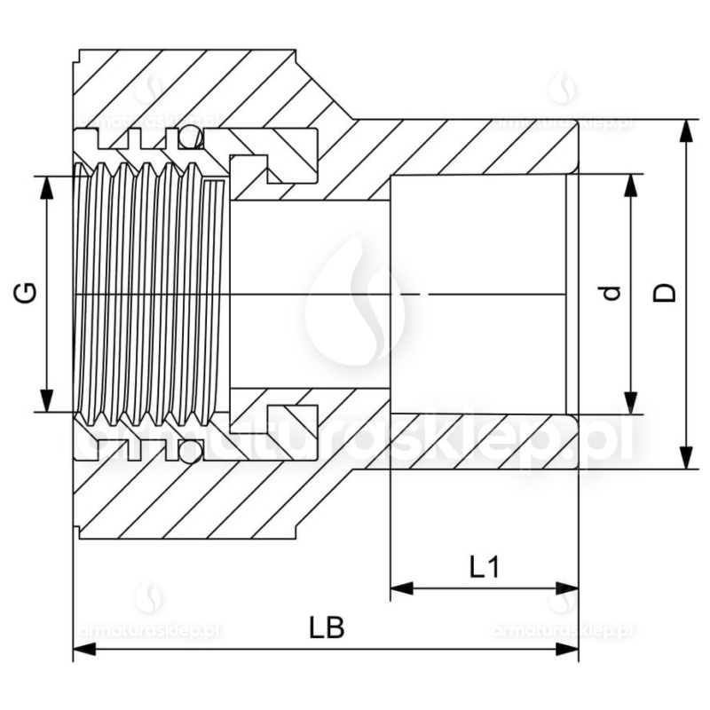 ZŁĄCZKA PP-R zgrzewana prosta fi 20 x 3/4 GW przejście