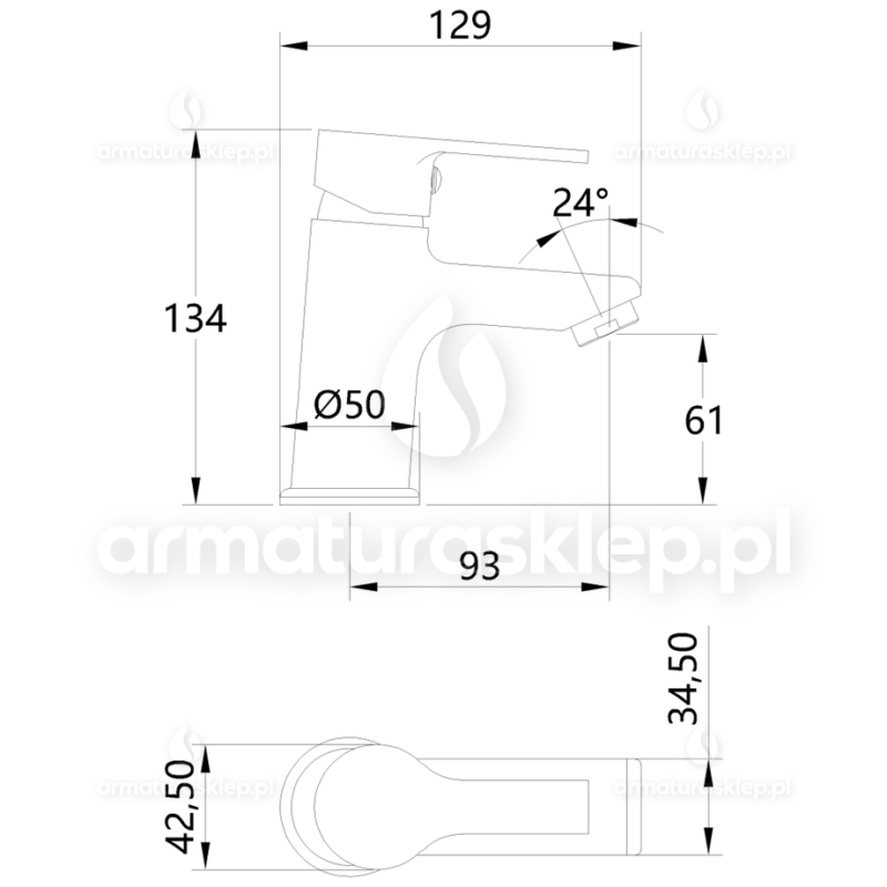 BATERIA BRALOS Invena umywalkowa niska chrom BU-07-001-A