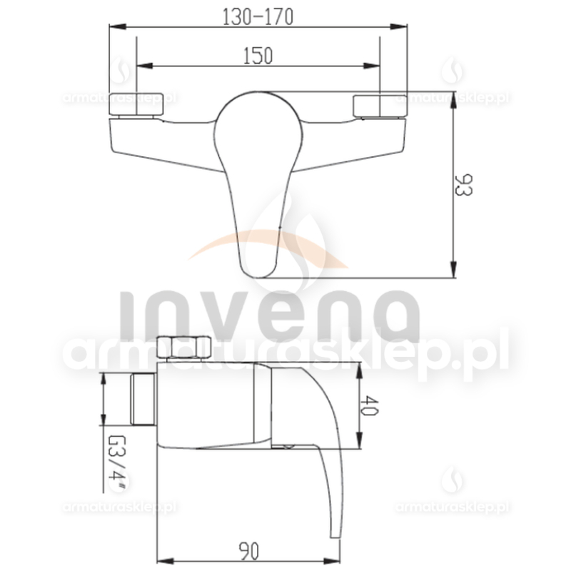 BATERIA natryskowa/prysznicowa AVA NEW INVENA