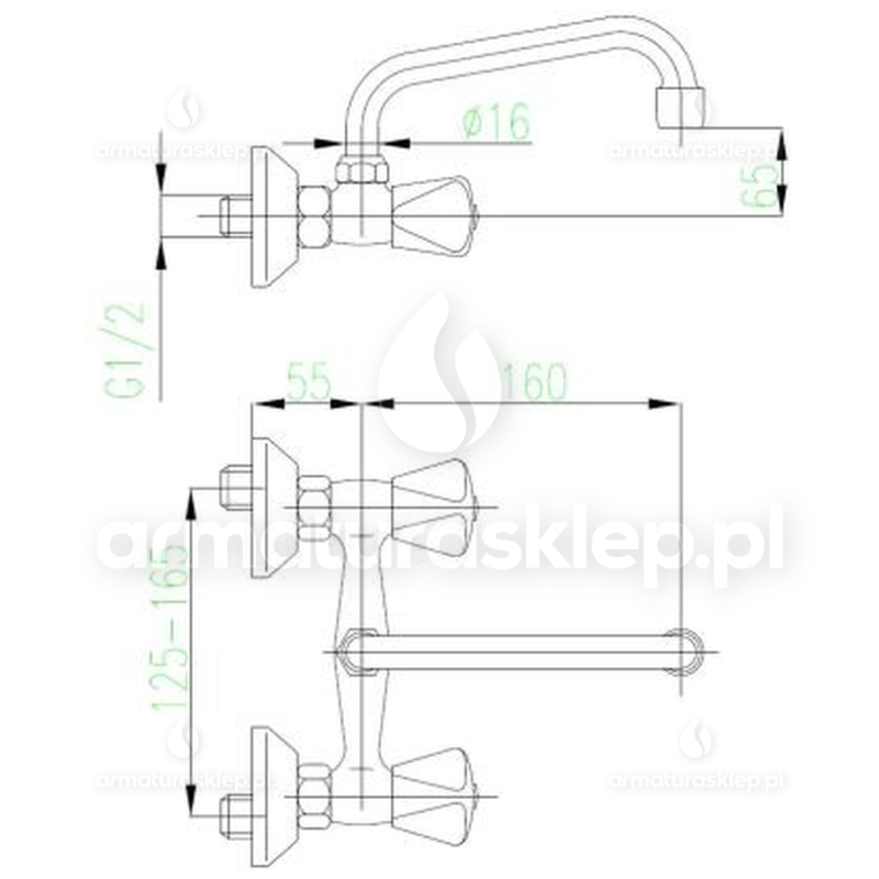 Bateria STANDARD umywalkowa ścienna 145 mm