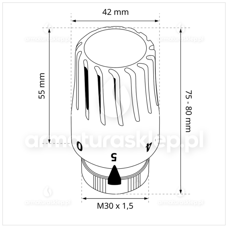 Głowica termostatyczna Invena MINI 2 PROV M30x1,5