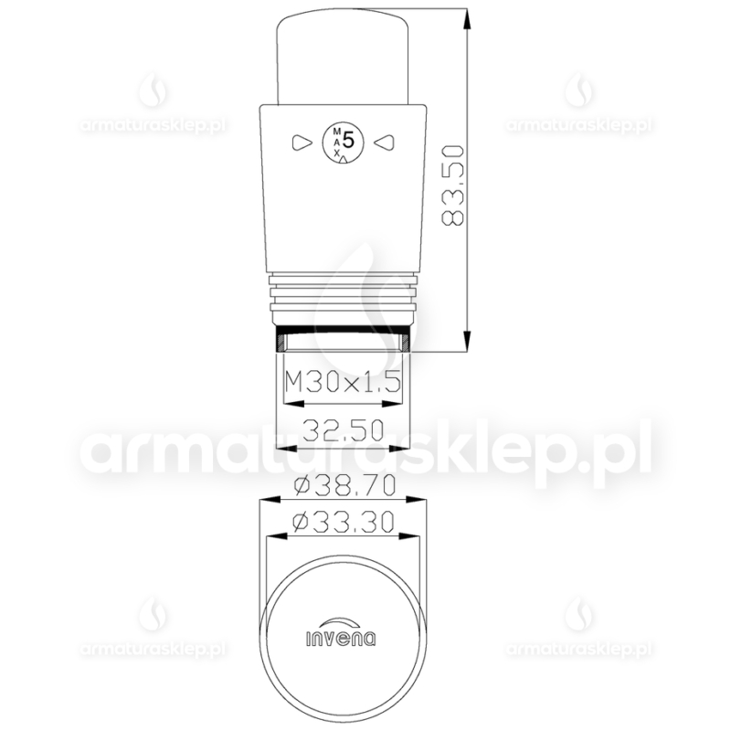 Głowica termostatyczna Invena PROV M30x1,5 GRAFIT