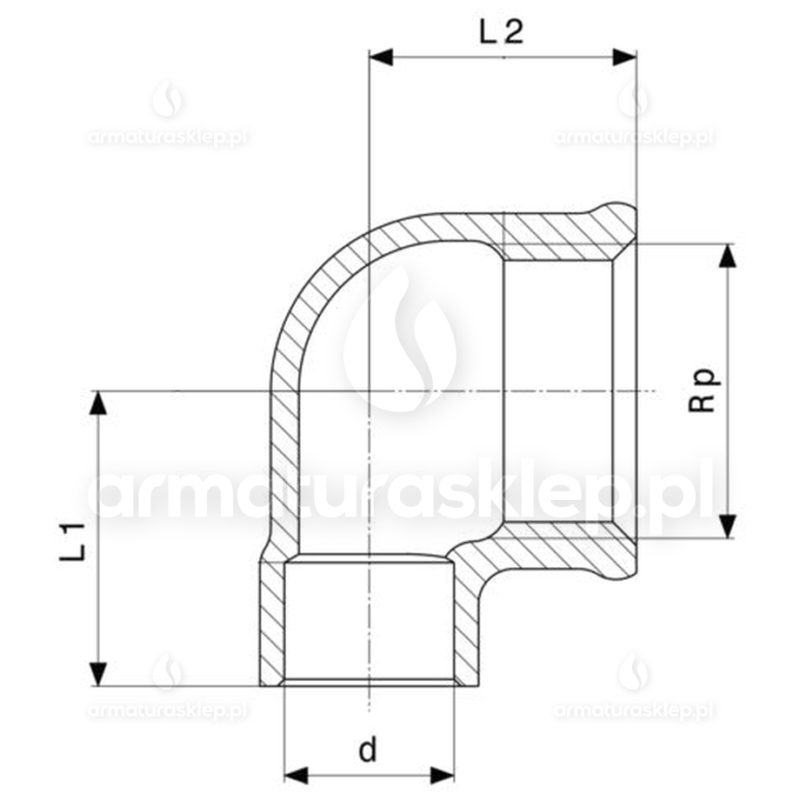 KOLANO mosiężne 90° do lutowania 15 x 1/2 GW VIEGA