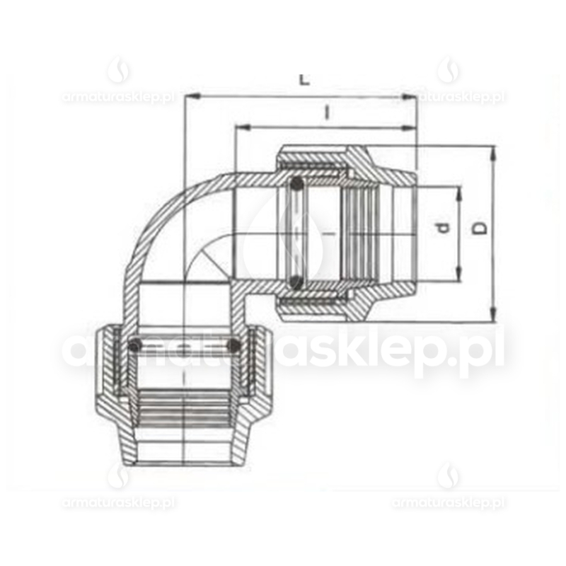 KOLANO PE skręcane 40 x 40 woda złączka