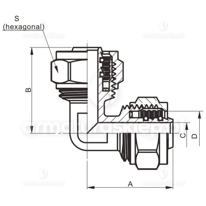 KOLANO PEX skręcane redukcyjne 20x16 mm ZŁĄCZKA ŁĄCZNIK