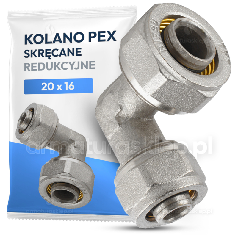 KOLANO PEX skręcane redukcyjne 20x16 mm ZŁĄCZKA ŁĄCZNIK