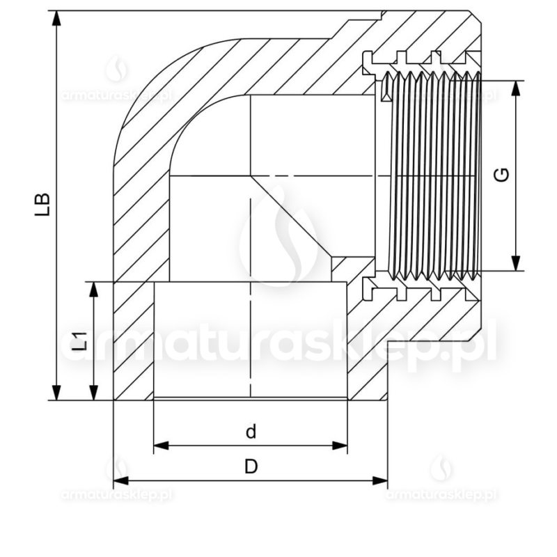 KOLANO PP-R zgrzewane fi 20 mm x 1/2 GW kolanko