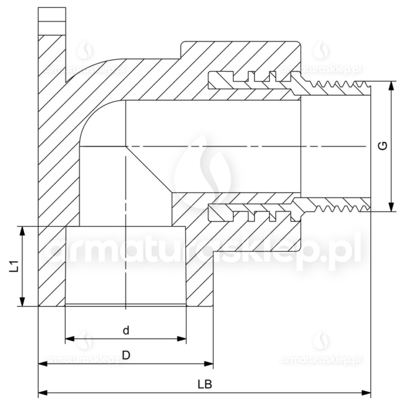 KOLANO PP-R zgrzewane z łapami fi 20 mm x 1/2 GZ kolanko wieszak