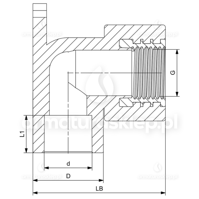 KOLANO PP-R zgrzewane z łapami fi 20 mm x 3/4 GW kolanko wieszak