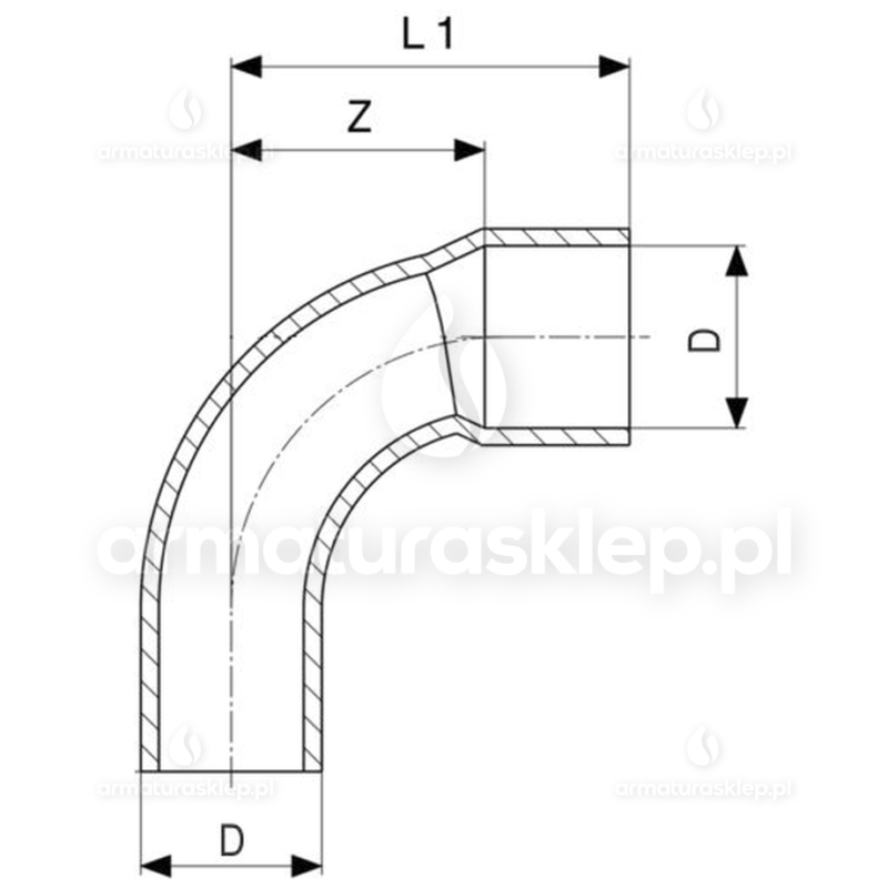 ŁUK miedziany 90° jednokielichowy 22 mm VIEGA