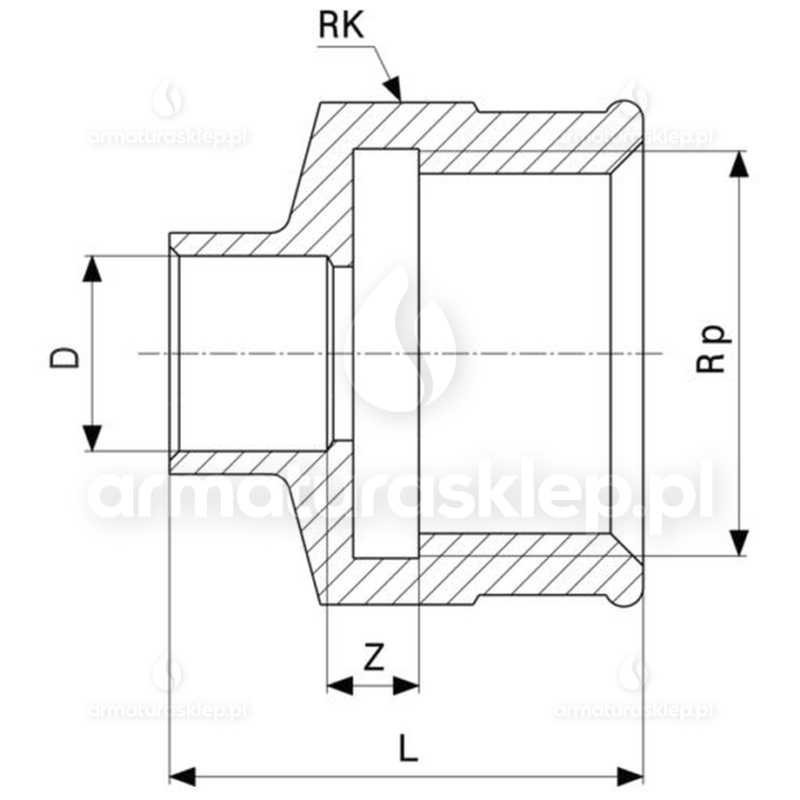 MUFA mosiężna do lutowania GW 15 x 3/4 mufka VIEGA