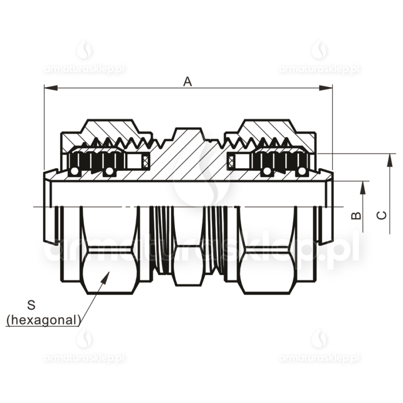 MUFA PEX skręcana 16 mm ZŁĄCZKA ŁĄCZNIK