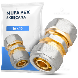 MUFA PEX skręcana 16 mm ZŁĄCZKA ŁĄCZNIK