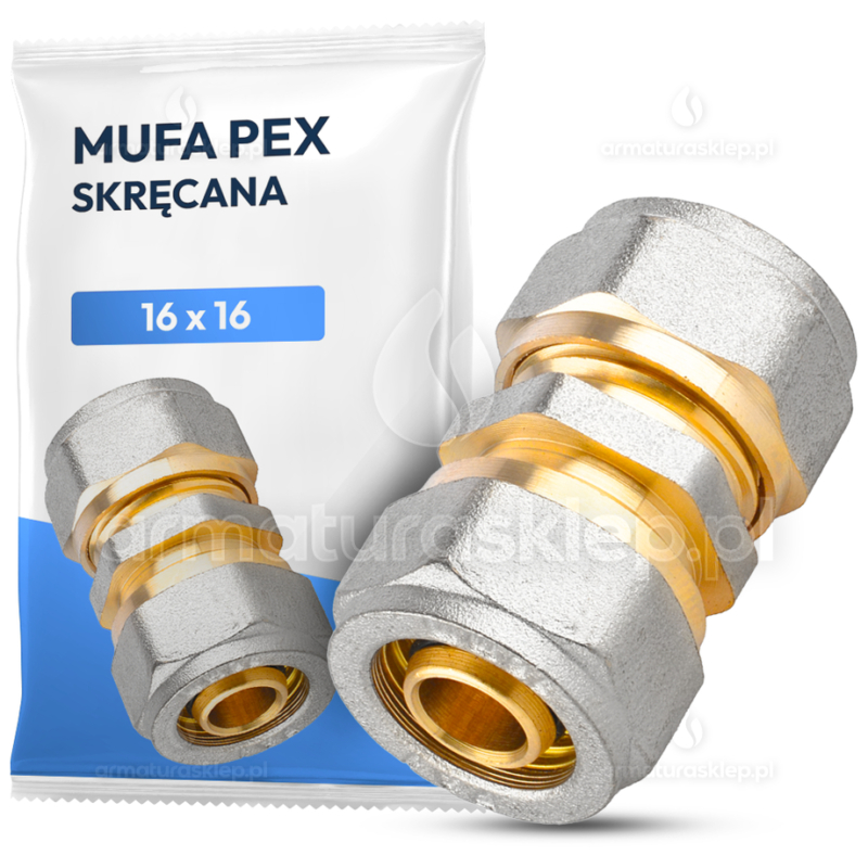 MUFA PEX skręcana 16 mm ZŁĄCZKA ŁĄCZNIK