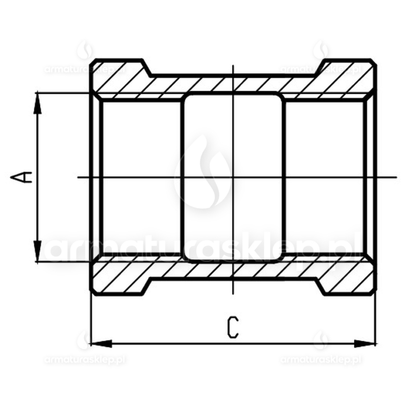 MUFA żeliwna ocynkowana 3/4" DN20 GW złączka