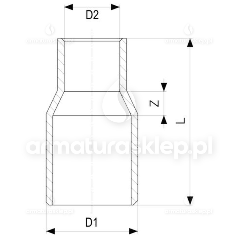 NYPEL miedziany redukcyjny 18x15 mm VIEGA