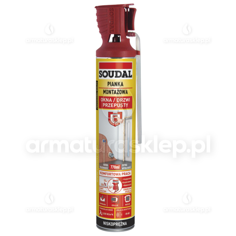 PIANA MONTAŻOWA 300ml DO OKIEN DRZWI PRZEPUSTÓW GUN GENIUS SOUDAL 101153