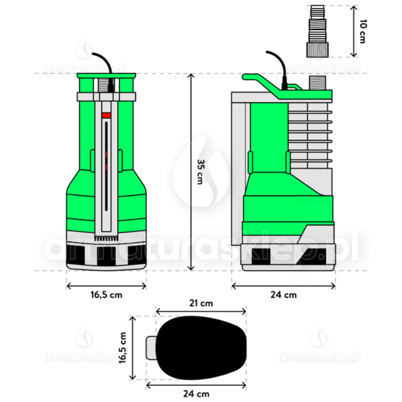 POMPA ZATAPIALNA FLORA 750 W z pionowym pływakiem 225 l/min