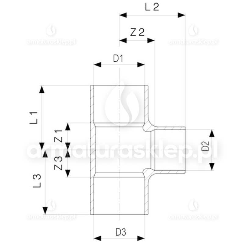 TRÓJNIK miedziany 90° 22 mm VIEGA