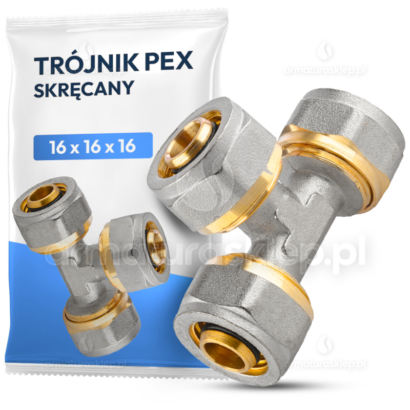 TRÓJNIK PEX skręcany 16 mm TROJAK ŁĄCZNIK