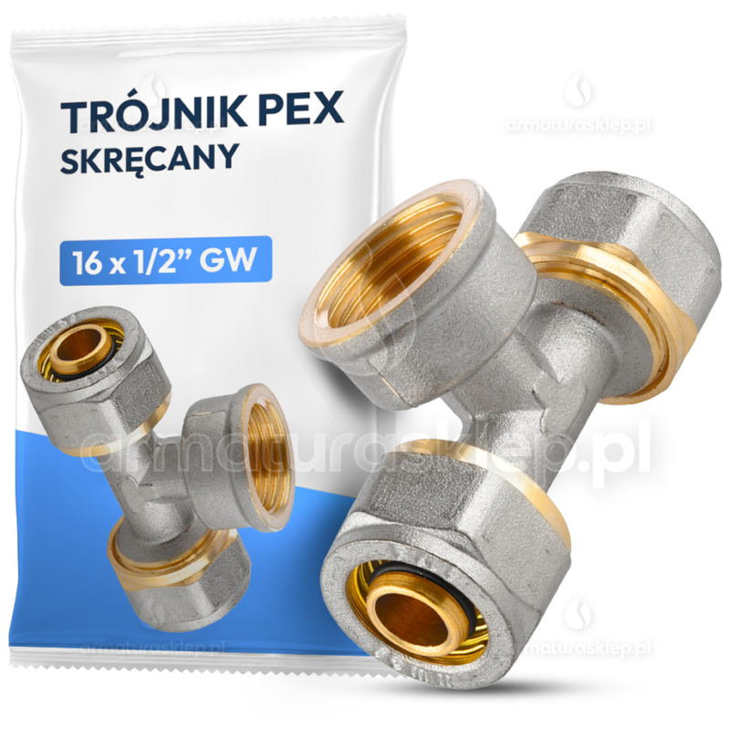 TRÓJNIK PEX skręcany 16x1/2" GW TROJAK ŁĄCZNIK