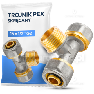 TRÓJNIK PEX skręcany 16x1/2" GZ TROJAK ŁĄCZNIK