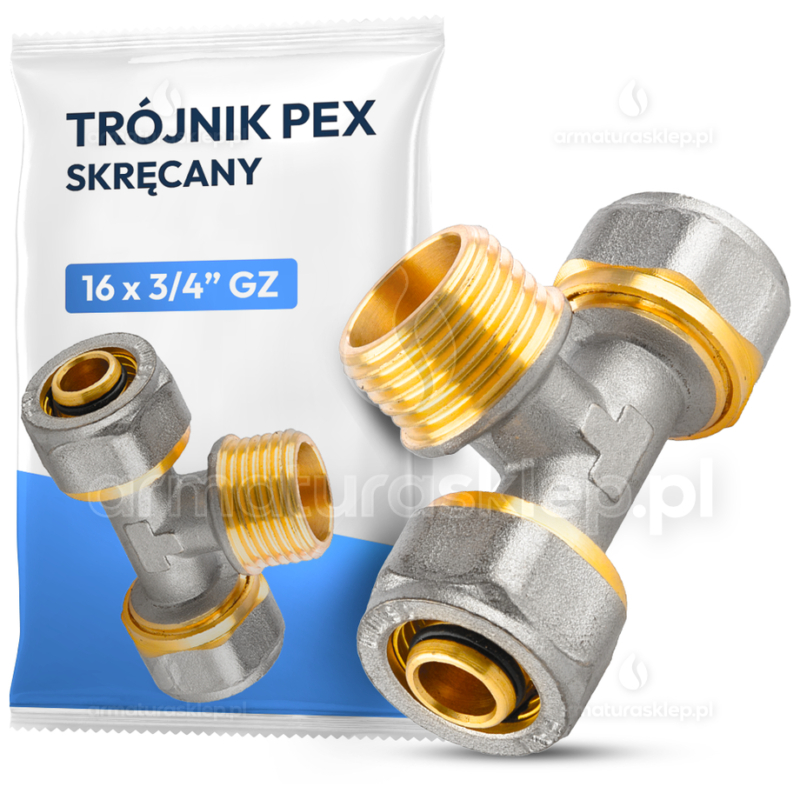 TRÓJNIK PEX skręcany 16x3/4" GZ TROJAK ŁĄCZNIK