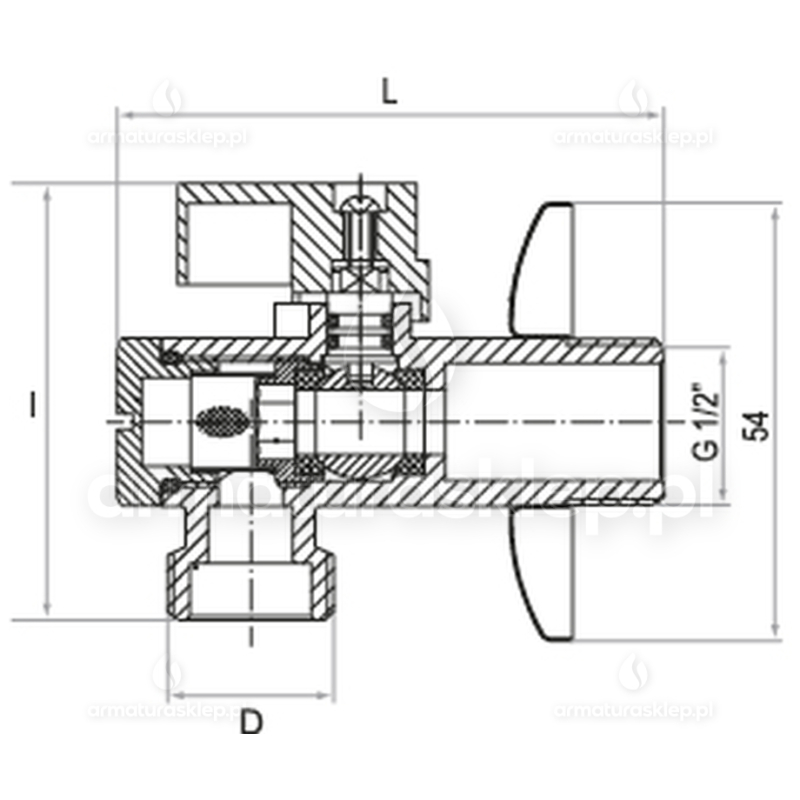 Zawór kątowy kulowy PREMIUM antykamienny 1/2 x 3/4